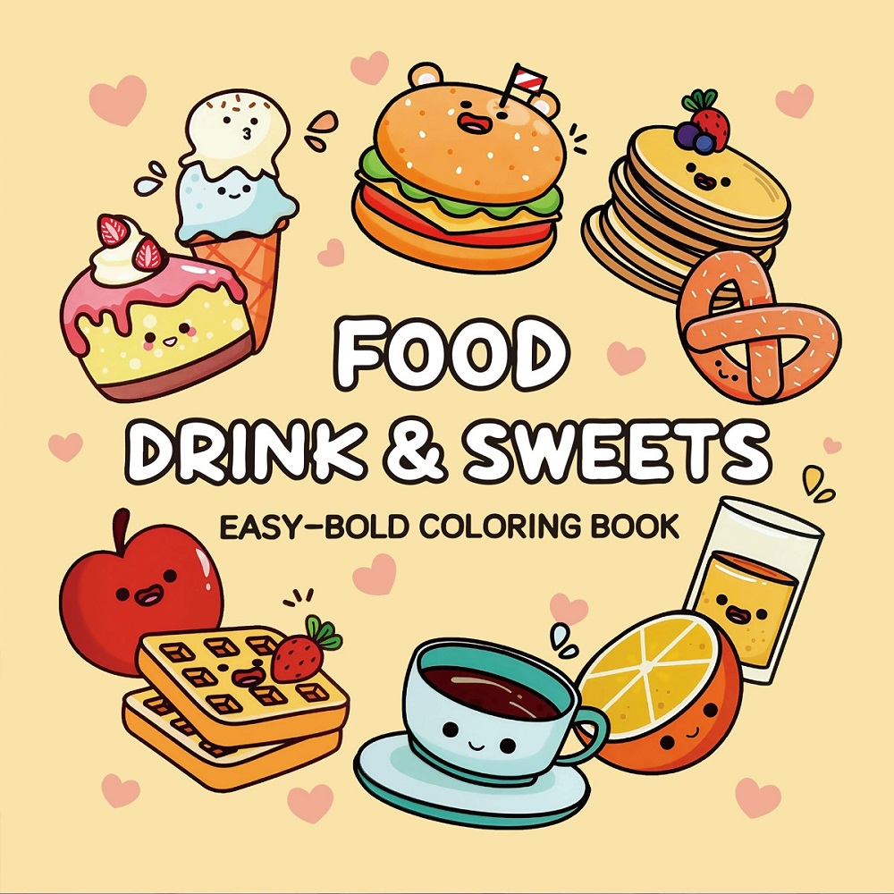 Food And Snacks Coloring Book Bold And Easy - Libro de Colorear Fácil para Adultos
