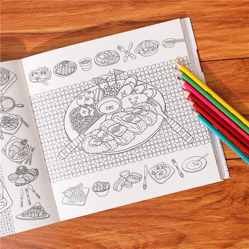 Libro para colorear coreano de - Food And Snacks Coloring Book Bold And Easy reseña y precio