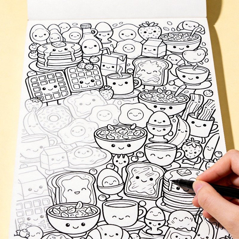 Libro de Colorear para Adultos - Food And Snacks Coloring Book Bold And Easy reseña y precio